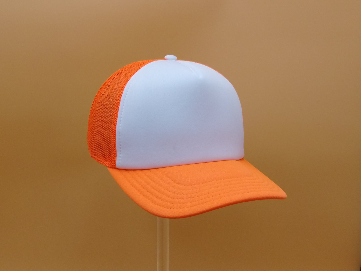 ORANGE/WHITE TRUCKER MESH CAP