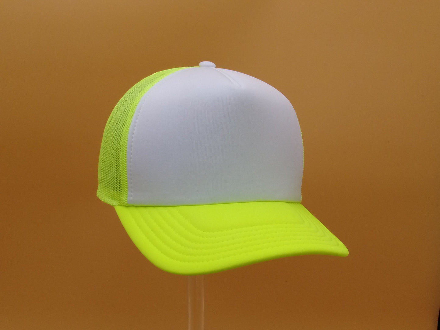 NEON YELLOW/WHITE TRUCKER MESH CAP