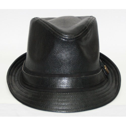 BLACK LEATHER BUCKET HAT