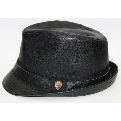 BLACK LEATHER BUCKET HAT