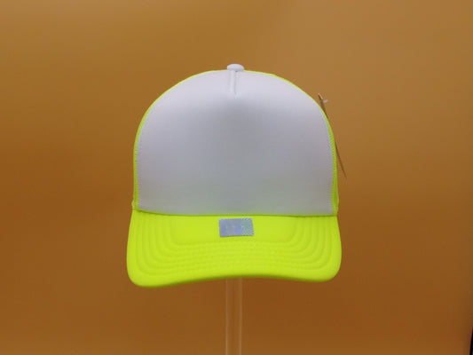 NEON YELLOW/WHITE TRUCKER MESH CAP