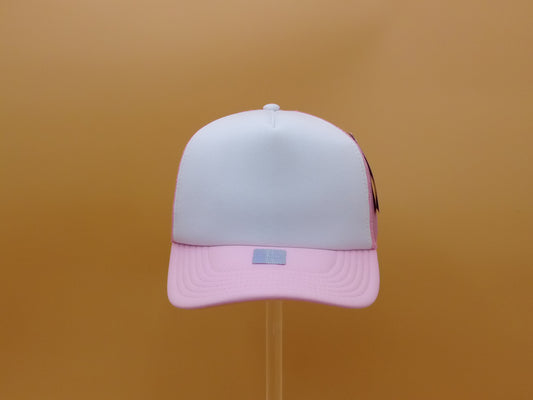 PINK/WHITE TRUCKER MESH CAP