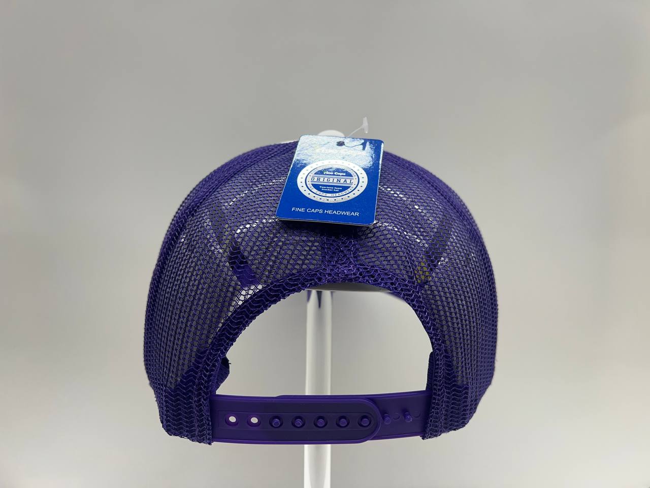 PURPLE/WHITE TRUCKER MESH CAP