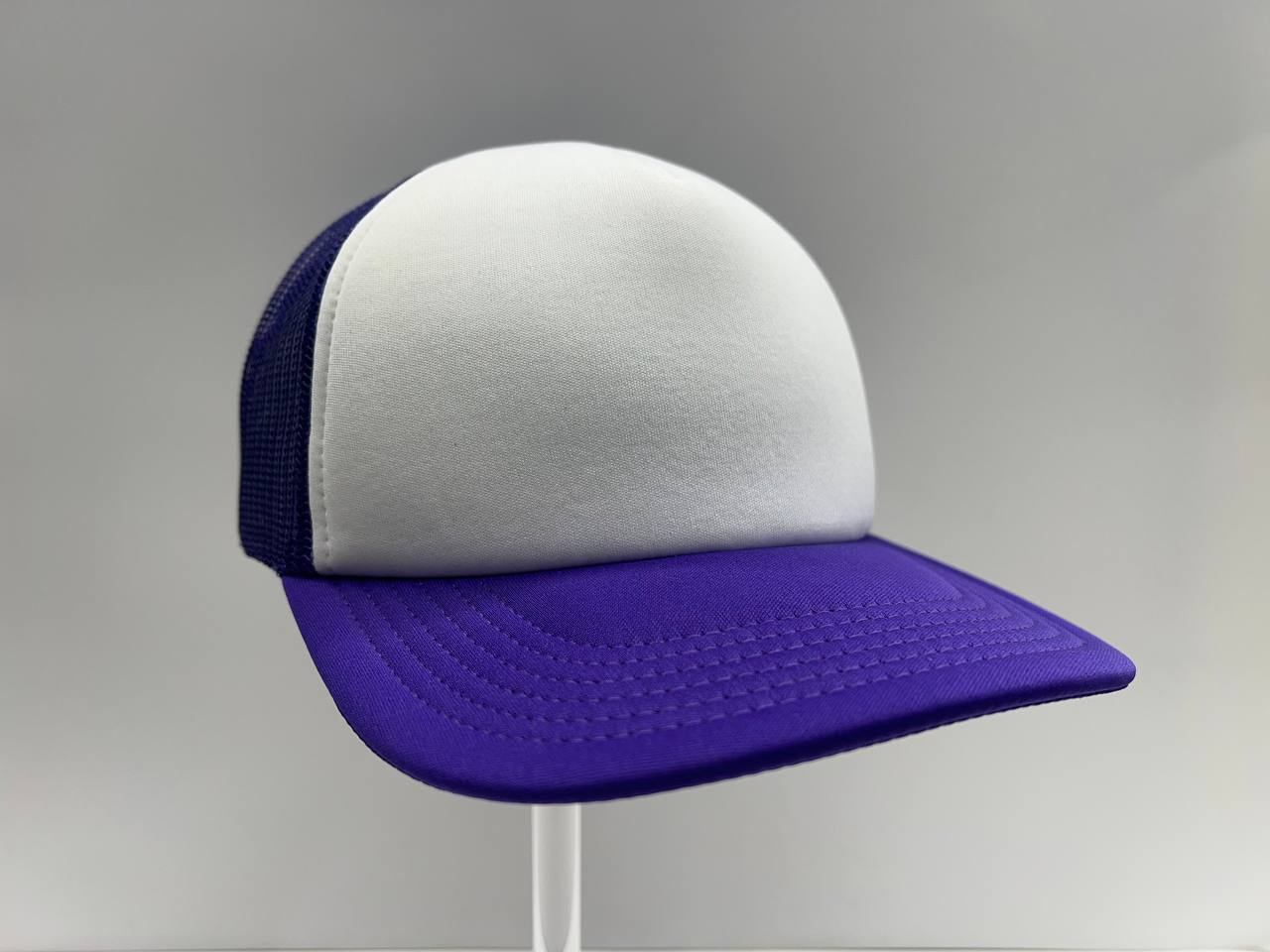 PURPLE/WHITE TRUCKER MESH CAP