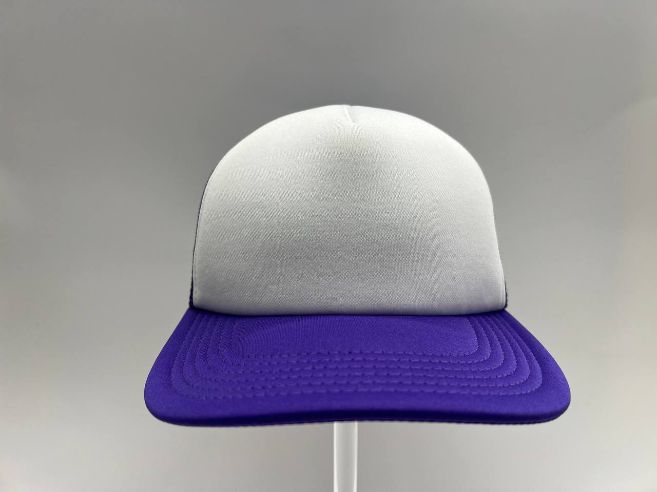 PURPLE/WHITE TRUCKER MESH CAP