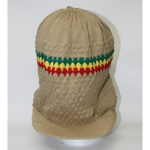 KHAKI RASTA KNITTED BEANIE